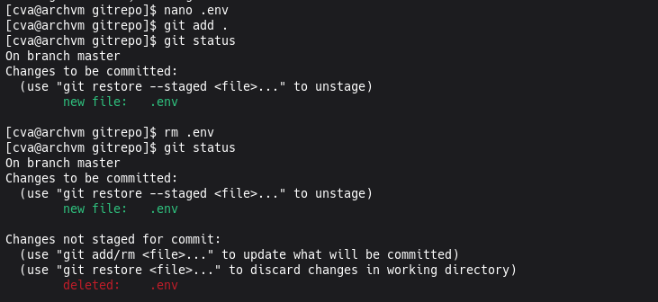 adding and deleting .env